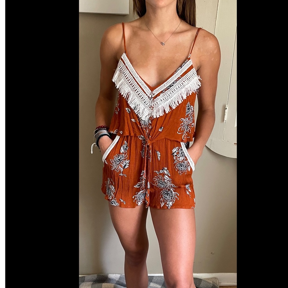 Peppermayo Botanical Dreams Playsuit in Rust Floral
